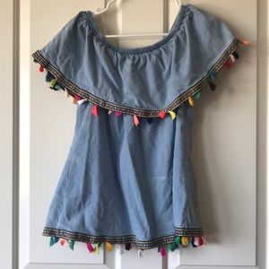 Off the shoulder chambray top